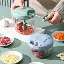 500/900ML Manual Meat Grinder & Garlic Press – Multi-Function Vegetable Chopper for Kitchen