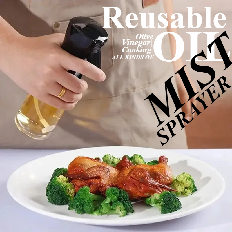Reusable Olive Oil Spray Bottle – Food-Grade Cooking Oil & Vinegar Dispenser (Mist Sprayer)