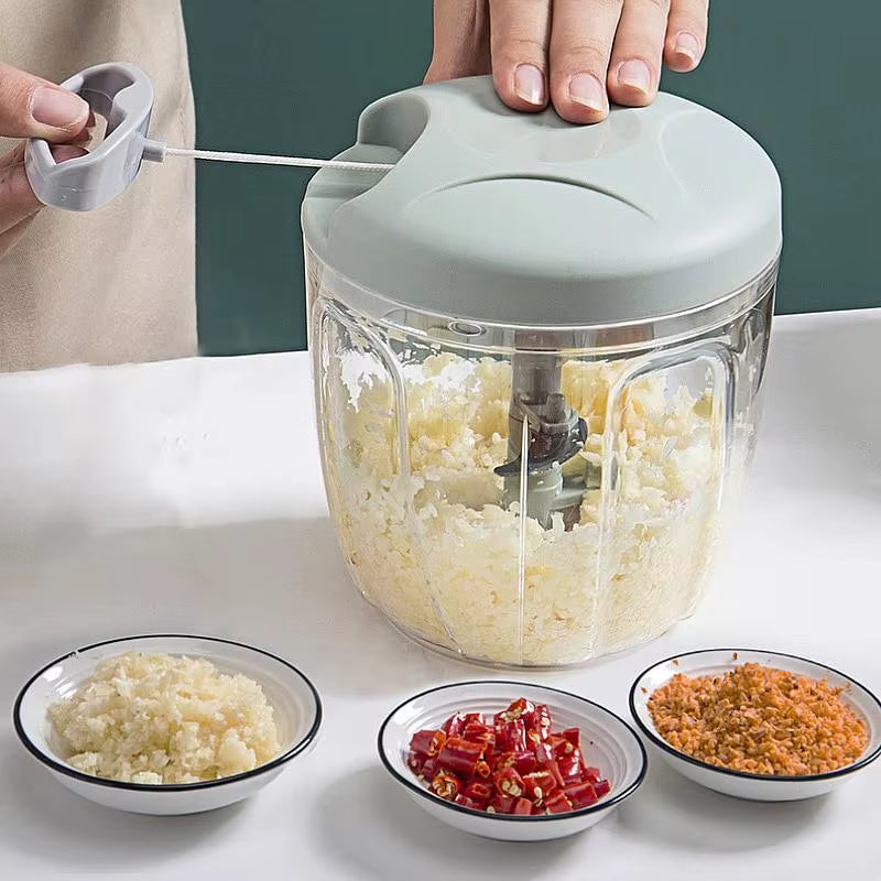 500/900ML Manual Meat Grinder & Garlic Press – Multi-Function Vegetable Chopper for Kitchen