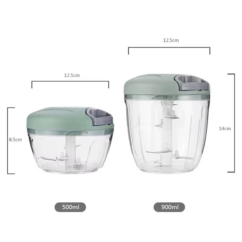 500/900ML Manual Meat Grinder & Garlic Press – Multi-Function Vegetable Chopper for Kitchen