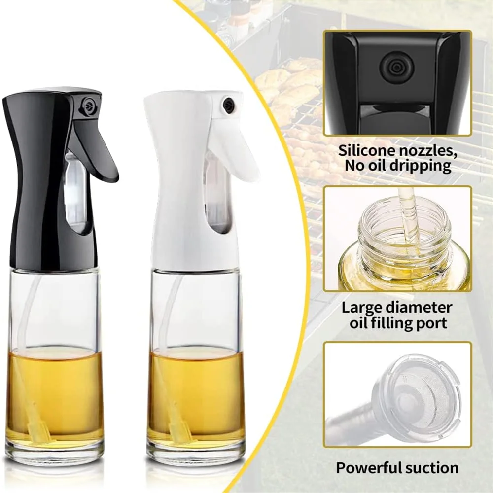 Reusable Olive Oil Spray Bottle – Food-Grade Cooking Oil & Vinegar Dispenser (Mist Sprayer)