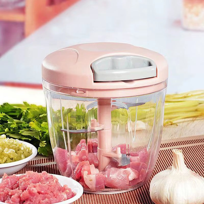 500/900ML Manual Meat Grinder & Garlic Press – Multi-Function Vegetable Chopper for Kitchen